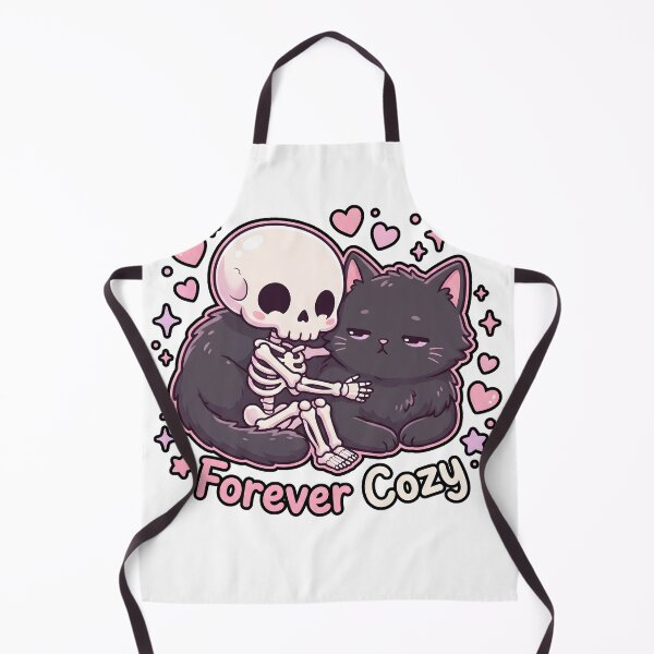 Item preview, Skeleton Hugging Giant Fluffy Black Cat Surrounded by Hearts and Sparkles designed and sold by MisteryDesigner.