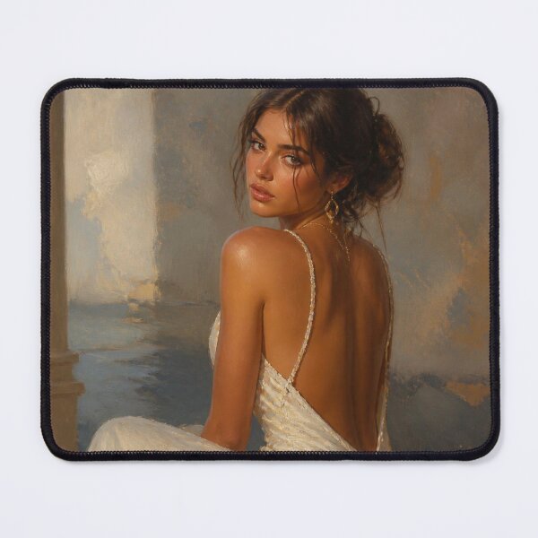 Item preview, Ethereal Woman in Silk Dress Oil Painting designed and sold by V8Green.