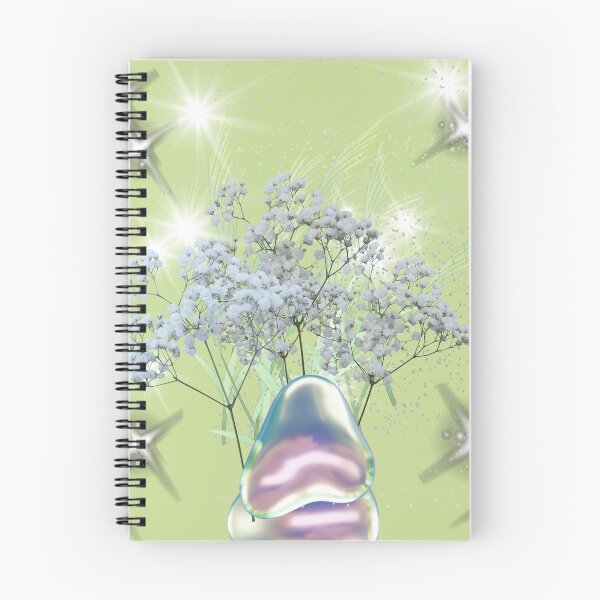 Item preview, Baby’s Breath Bouquet in Iridescent Vase with Sparkle Stars on Green designed and sold by Extremeallie.