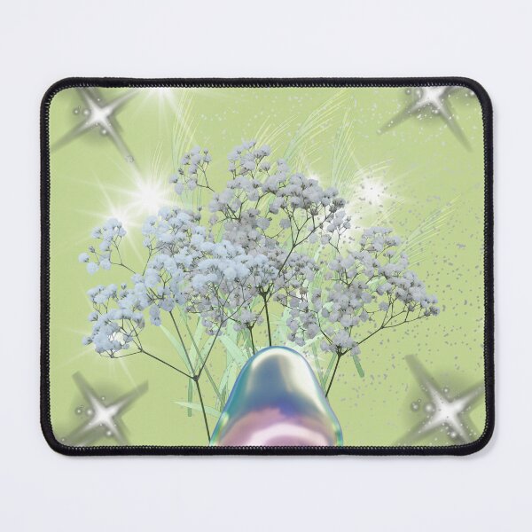 Item preview, Baby’s Breath Bouquet in Iridescent Vase with Sparkle Stars on Green designed and sold by Extremeallie.