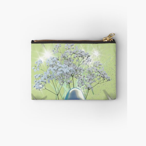 Item preview, Baby’s Breath Bouquet in Iridescent Vase with Sparkle Stars on Green designed and sold by Extremeallie.