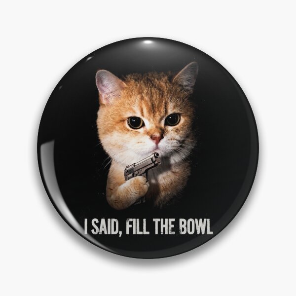 Item preview, Fill The Bowl Cat Shirt Funny Orange Cat with Gun T-Shirt Sarcastic Cat Lover Gift Sassy Cat Top Hungry Cat Shirt Dangerous Cat Meme Tee [Black Shirt Only] designed and sold by Off-Road-Zone.