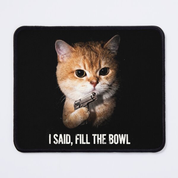 Item preview, Fill The Bowl Cat Shirt Funny Orange Cat with Gun T-Shirt Sarcastic Cat Lover Gift Sassy Cat Top Hungry Cat Shirt Dangerous Cat Meme Tee [Black Shirt Only] designed and sold by Off-Road-Zone.