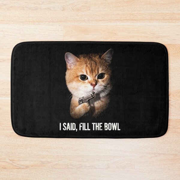 Item preview, Fill The Bowl Cat Shirt Funny Orange Cat with Gun T-Shirt Sarcastic Cat Lover Gift Sassy Cat Top Hungry Cat Shirt Dangerous Cat Meme Tee [Black Shirt Only] designed and sold by Off-Road-Zone.