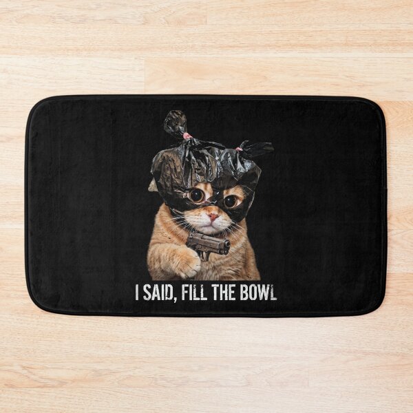 Item preview, Fill The Bowl Cat Shirt Funny Orange Cat with Gun T-Shirt Masked Robber Cat Tee Sarcastic Cat Lover Gift Sassy Cat Top Hungry Cat Shirt [Black Shirt Only] designed and sold by Off-Road-Zone.