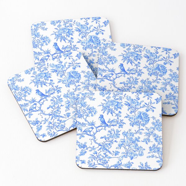 Item preview, Chinoiserie Pattern Penoies & L'oiseaux Ming Blue designed and sold by PixDezines.