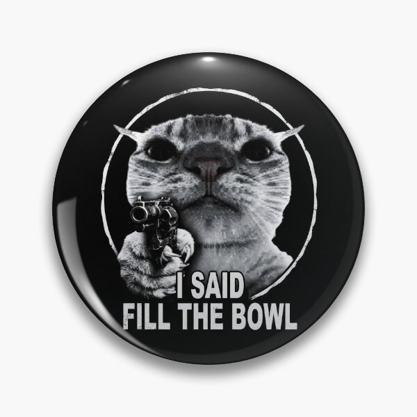 Item preview, Fill The Bowl Cat Shirt Funny Cat with Gun T-Shirt Sarcastic Cat Lover Gift Angry Tabby Cat Top Sassy Cat Meme Tee Hungry Cat Shirt [Black Shirt Only] designed and sold by Off-Road-Zone.