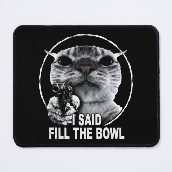 Item preview, Fill The Bowl Cat Shirt Funny Cat with Gun T-Shirt Sarcastic Cat Lover Gift Angry Tabby Cat Top Sassy Cat Meme Tee Hungry Cat Shirt [Black Shirt Only] designed and sold by Off-Road-Zone.