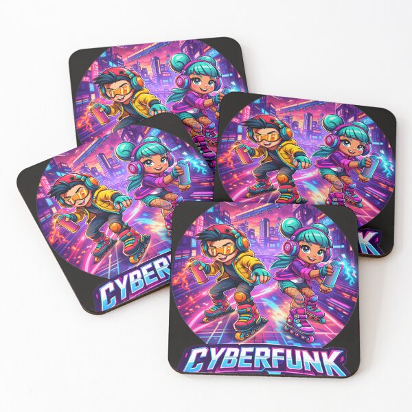 Item preview, Cyberfunk Skaters Neon City designed and sold by CheepMunks.
