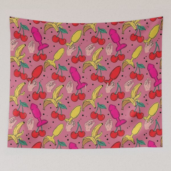 Item preview, Playful Adult Cherry Banana Anal Plug Seamless Pattern designed and sold by ZhivanCrimson.