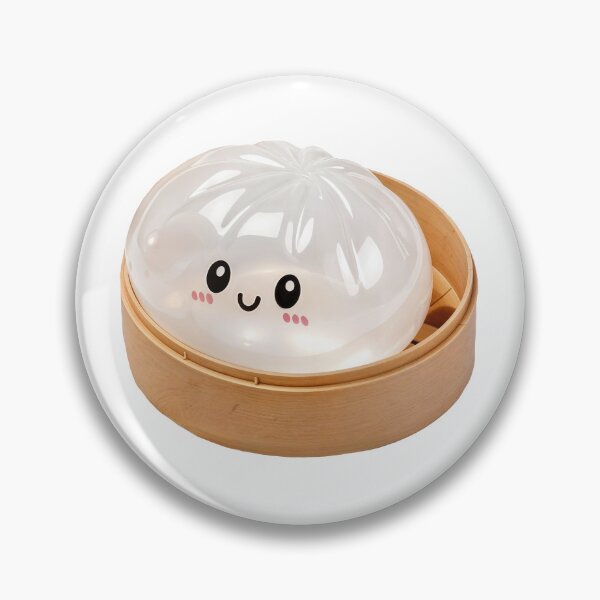 Item preview, Glossy White Kawaii Squishy Dumpling Toy in Bamboo Steamer designed and sold by EmeraldeaArt.
