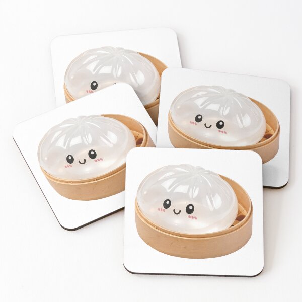 Item preview, Glossy White Kawaii Squishy Dumpling Toy in Bamboo Steamer designed and sold by EmeraldeaArt.