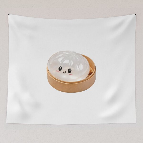 Item preview, Glossy White Kawaii Squishy Dumpling Toy in Bamboo Steamer designed and sold by EmeraldeaArt.