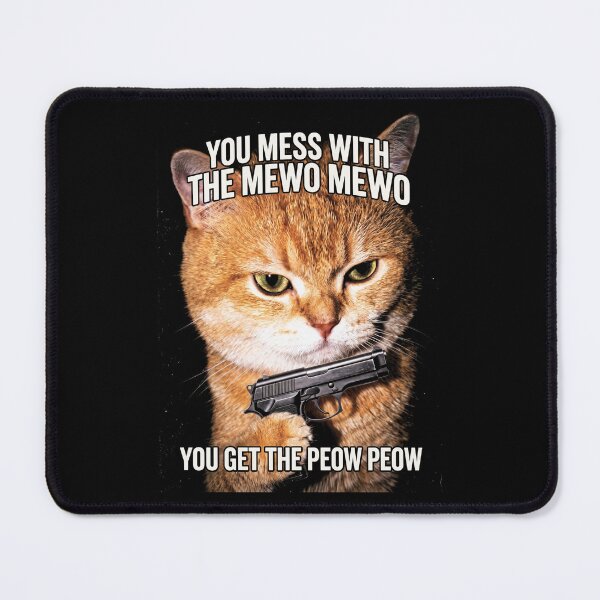Item preview, Mess With The Mewo Mewo Shirt Funny Cat with Gun T-Shirt Sarcastic Orange Cat Lover Gift Sassy Cat Top Peow Peow Cat Meme Tee [Black Shirt Only] designed and sold by Off-Road-Zone.