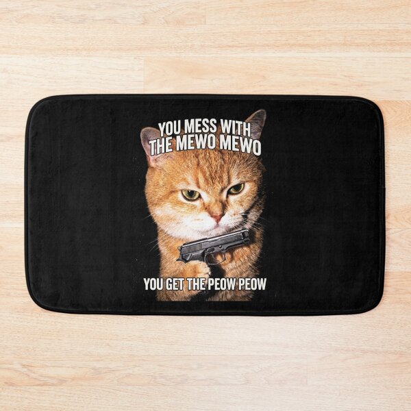 Item preview, Mess With The Mewo Mewo Shirt Funny Cat with Gun T-Shirt Sarcastic Orange Cat Lover Gift Sassy Cat Top Peow Peow Cat Meme Tee [Black Shirt Only] designed and sold by Off-Road-Zone.