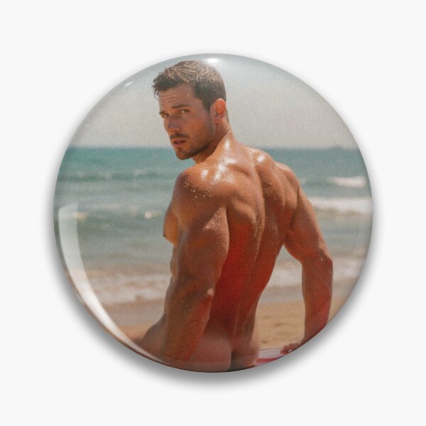 Item preview, Muscular Nude Man Beach Red Car Portrait designed and sold by ZhivanCrimson.