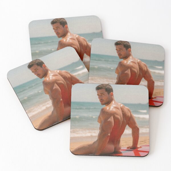 Item preview, Muscular Nude Man Beach Red Car Portrait designed and sold by ZhivanCrimson.