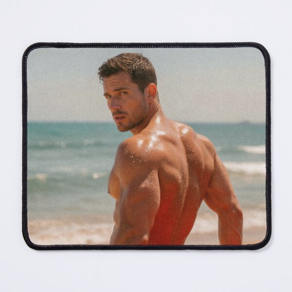 Item preview, Muscular Nude Man Beach Red Car Portrait designed and sold by ZhivanCrimson.