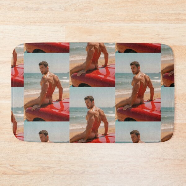 Item preview, Muscular Nude Man Beach Red Car Portrait designed and sold by ZhivanCrimson.