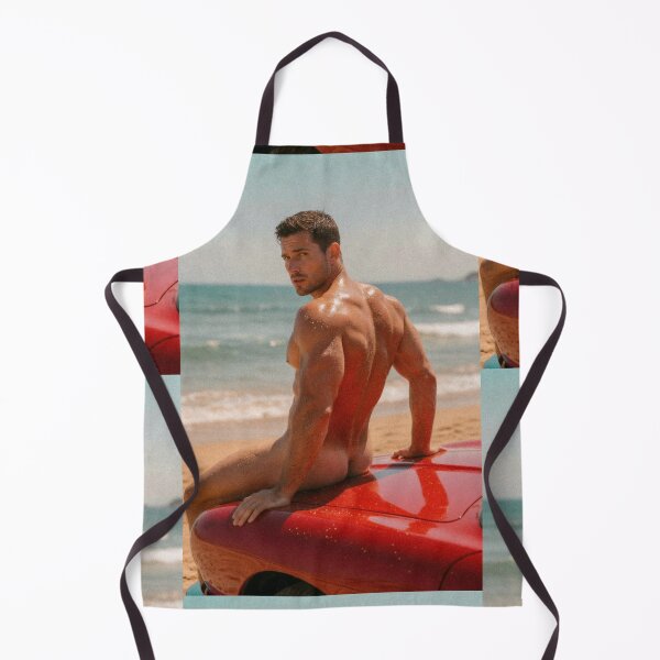 Item preview, Muscular Nude Man Beach Red Car Portrait designed and sold by ZhivanCrimson.