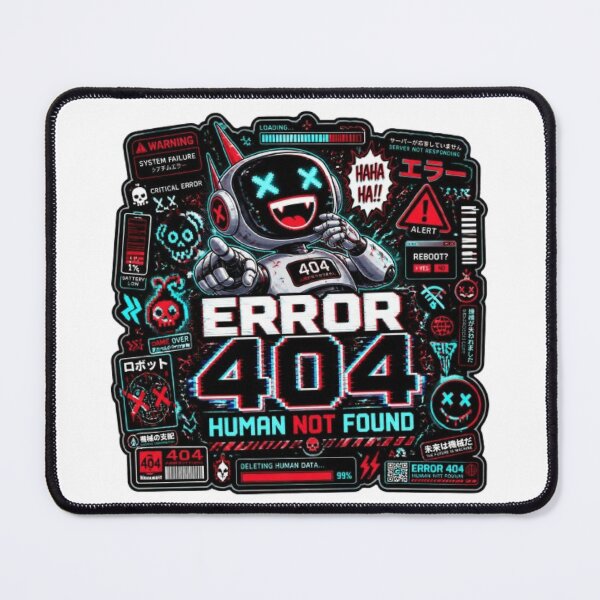 Item preview, ERROR 404 HUMAN NOT FOUND | Funny Cyber Gamer Robot Gaming Sticker designed and sold by Stylestickers55.