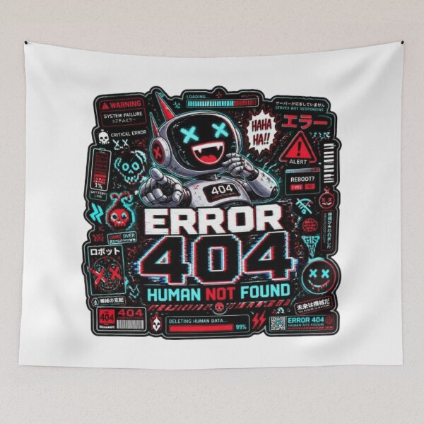 Item preview, ERROR 404 HUMAN NOT FOUND | Funny Cyber Gamer Robot Gaming Sticker designed and sold by Stylestickers55.