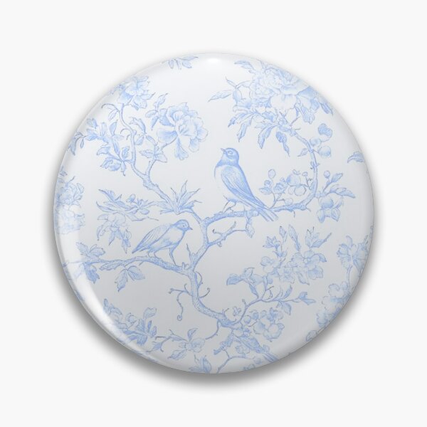 Aperçu de l'œuvre Motif Chinoiserie Penoies & L'oiseaux Bleu Ciel Pâle créée et vendue par PixDezines.