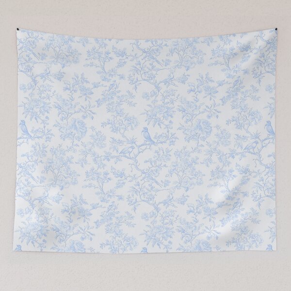 Item preview, Chinoiserie Pattern Penoies & L'oiseaux Pale Sky Blue designed and sold by PixDezines.