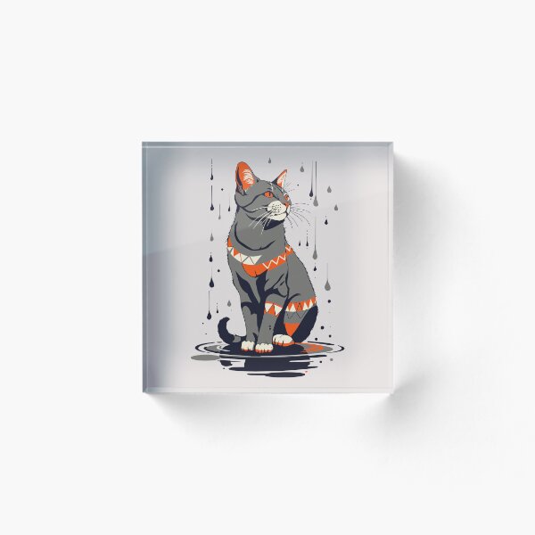 Item preview, Geometric Rainy Cat – Minimal Dark Illustration designed and sold by zoliartdesign.