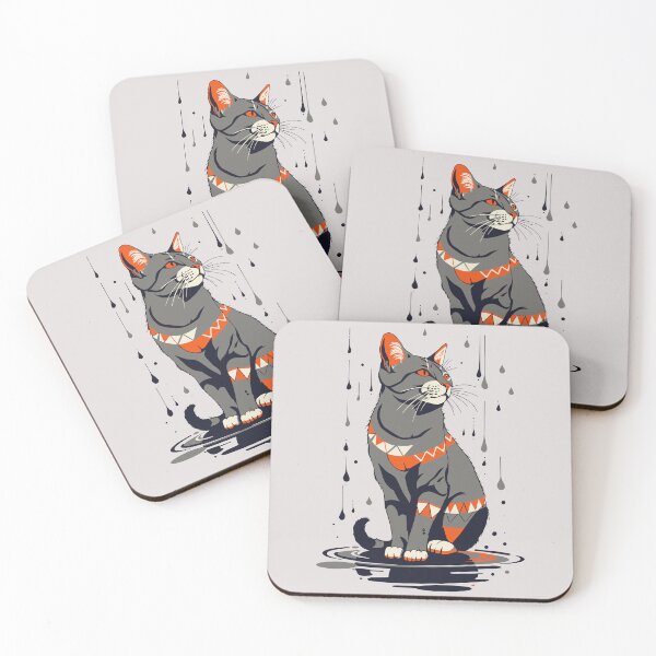 Item preview, Geometric Rainy Cat – Minimal Dark Illustration designed and sold by zoliartdesign.