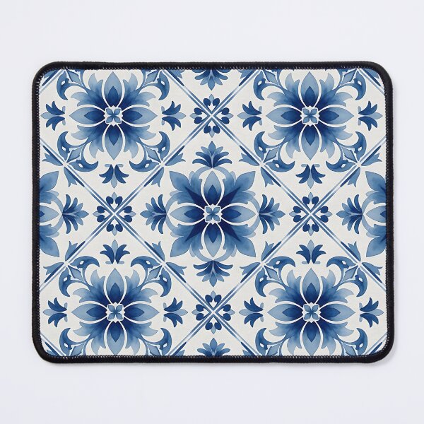 Item preview, Blue and White Floral Tile Pattern designed and sold by HappyOops.