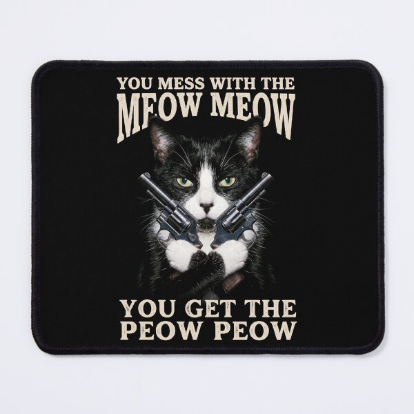 Item preview, Mess With The Meow Meow Shirt Funny Tuxedo Cat with Gun T-Shirt Sarcastic Cat Lover Gift Sassy Cat GUN LOVER Graphic Tee [Black Shirt Only] designed and sold by Off-Road-Zone.
