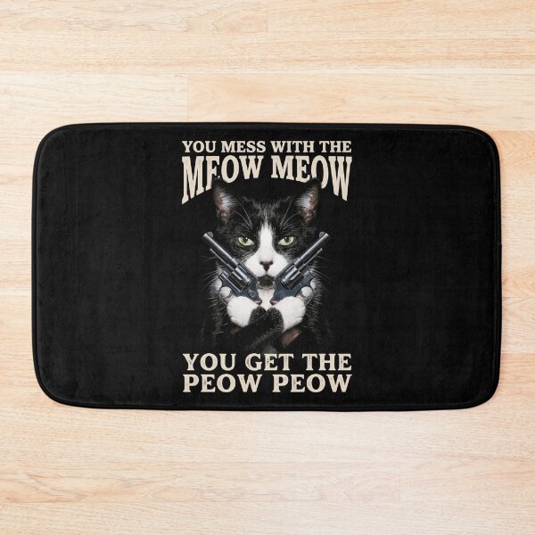 Item preview, Mess With The Meow Meow Shirt Funny Tuxedo Cat with Gun T-Shirt Sarcastic Cat Lover Gift Sassy Cat GUN LOVER Graphic Tee [Black Shirt Only] designed and sold by Off-Road-Zone.