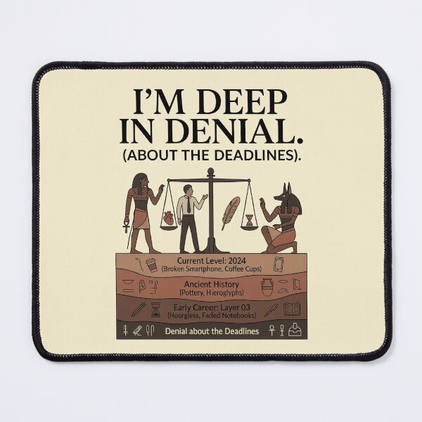 Item preview, I'm Deep in Denial About the Deadlines T-Shirt | Funny Archaeology Shirt | Egypt History Graphic Tee | Academic Humor | Anthropology Gift designed and sold by EIPTOW.