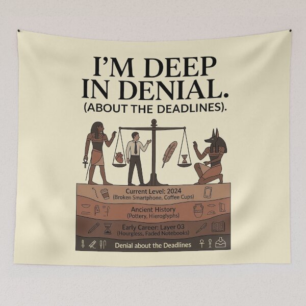 Item preview, I'm Deep in Denial About the Deadlines T-Shirt | Funny Archaeology Shirt | Egypt History Graphic Tee | Academic Humor | Anthropology Gift designed and sold by EIPTOW.