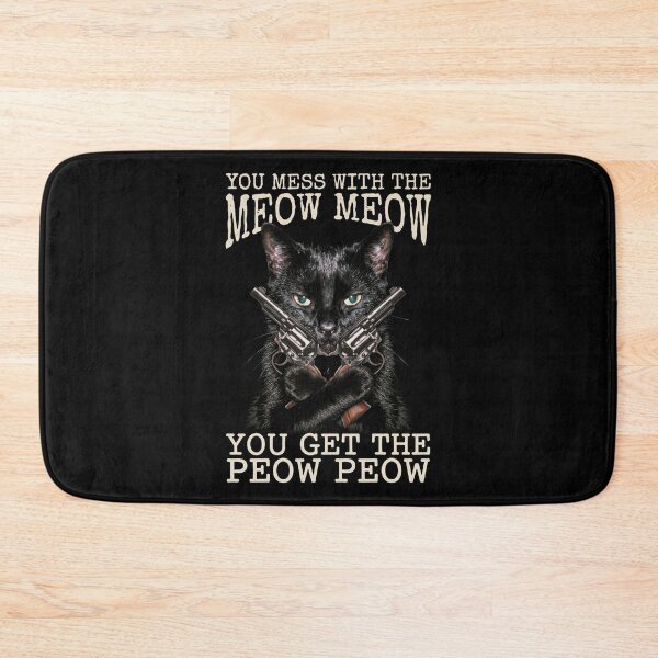 Item preview, Mess With The Meow Meow Shirt Funny Black Cat with Gun T-Shirt Sarcastic Cat Lover Gift Sassy Cat GUN LOVER Graphic Tee [Black Shirt Only] designed and sold by Off-Road-Zone.