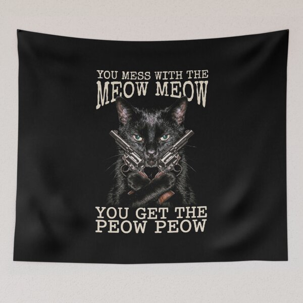 Item preview, Mess With The Meow Meow Shirt Funny Black Cat with Gun T-Shirt Sarcastic Cat Lover Gift Sassy Cat GUN LOVER Graphic Tee [Black Shirt Only] designed and sold by Off-Road-Zone.