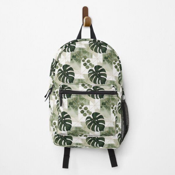 Item preview, Monstera and Eucalyptus Geometric Pattern designed and sold by HappyOops.