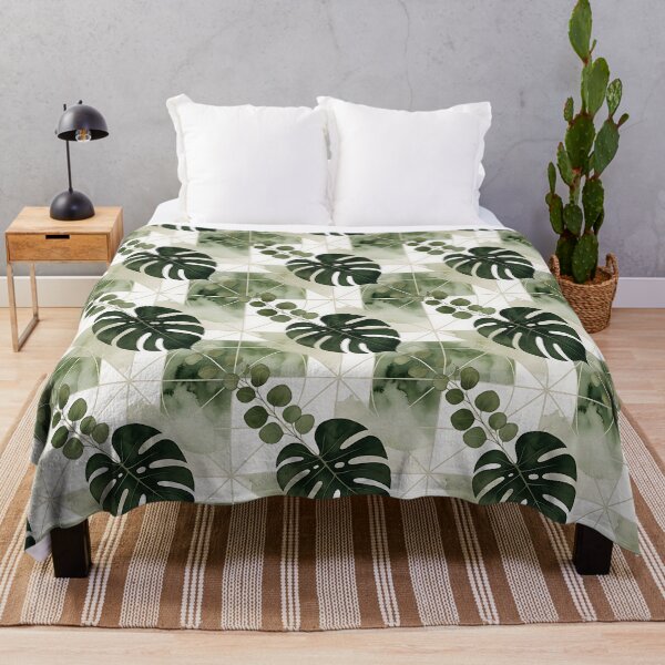 Item preview, Monstera and Eucalyptus Geometric Pattern designed and sold by HappyOops.