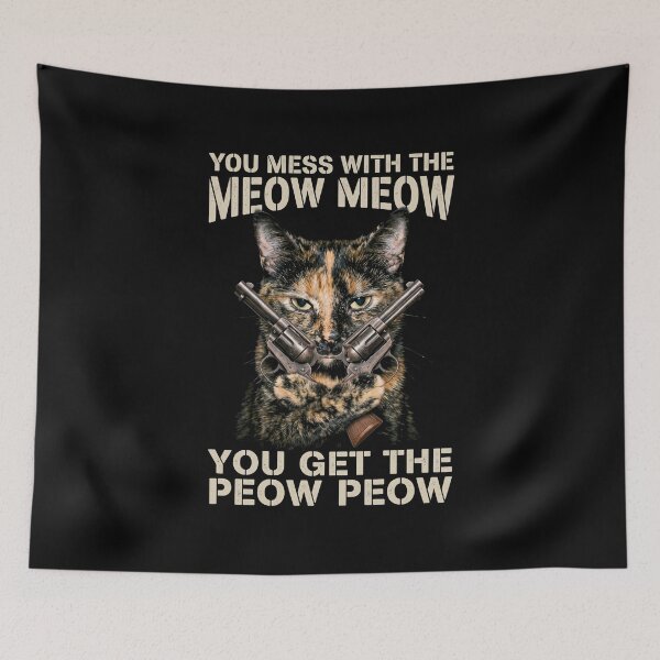 Item preview, Mess With The Meow Meow Shirt Funny Tortoiseshell Cat with Gun T-Shirt Sarcastic Cat Lover Gift Sassy Cat GUN LOVER Graphic Tee [Black Shirt Only] designed and sold by Off-Road-Zone.