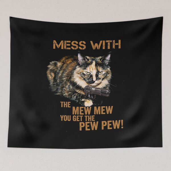 Item preview, Mess With The Meow Meow Shirt Funny Tortoiseshell Cat with Gun T-Shirt  Cat Lover Gift Sassy Cat GUN LOVER Graphic Tee [Black Shirt Only] designed and sold by Off-Road-Zone.