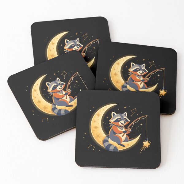 Item preview, Raccoon Fishing For Stars - Crescent Moon Celestial designed and sold by Zazz Lee.