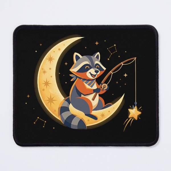Item preview, Raccoon Fishing For Stars - Crescent Moon Celestial designed and sold by Zazz Lee.