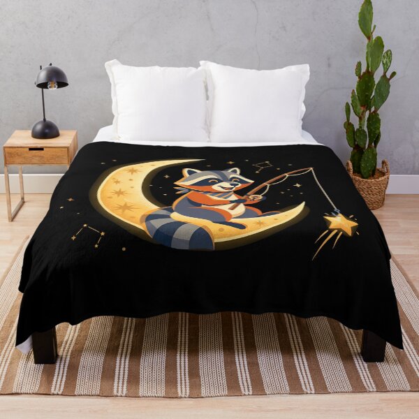 Item preview, Raccoon Fishing For Stars - Crescent Moon Celestial designed and sold by Zazz Lee.