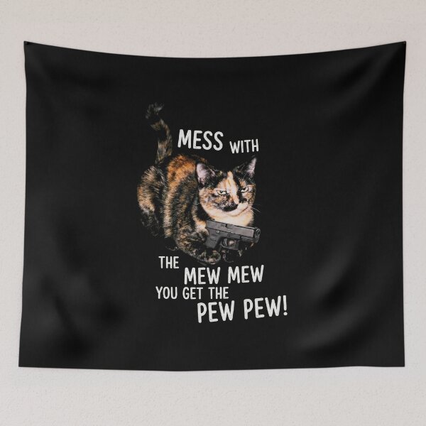 Item preview, Mess With The Meow Meow Shirt Funny Tortoiseshell Cat with Gun T-Shirt  Cat Lover Gift Sassy Cat GUN LOVER T Shirt [Black Shirt Only] designed and sold by Off-Road-Zone.