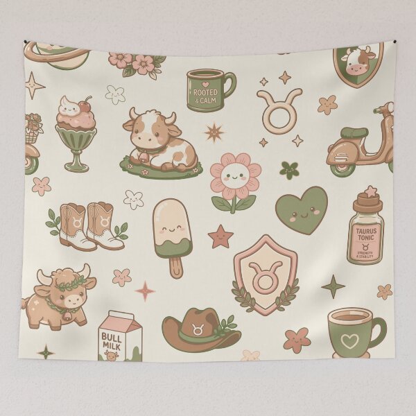Item preview, Cute Baby Taurus Zodiac Seamless Pattern - Kawaii Earth Sign designed and sold by DANIEL RUEDMAN.