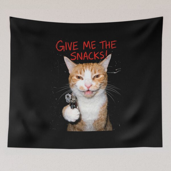 Item preview, Give Me The Snacks Cat Shirt Funny Cat with Gun T-Shirt Sarcastic Orange Cat Lover Gift Sassy Cat Meme Tee Gun Lover Gift Top [Black Shirt Only] designed and sold by Off-Road-Zone.