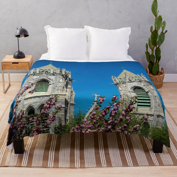 Item preview, Gothic Cathedral Architecture with Spring Cherry Blossoms Photography designed and sold by Photo-By-Nate.