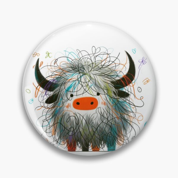 Item preview, Cute Highland Yak Illustration - Whimsical Ink & Watercolor Shaggy Animal Art designed and sold by AnyGil.