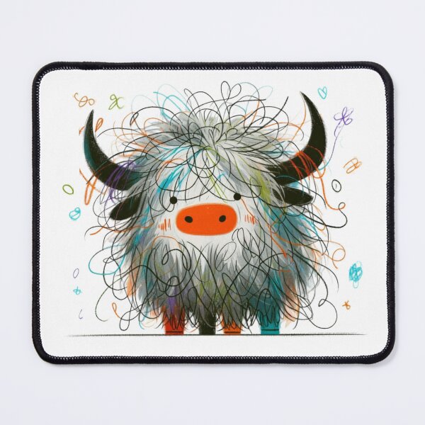 Item preview, Cute Highland Yak Illustration - Whimsical Ink & Watercolor Shaggy Animal Art designed and sold by AnyGil.